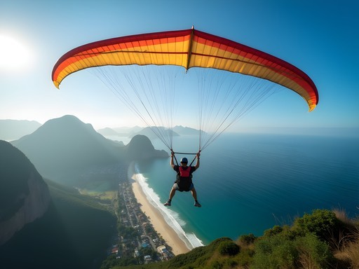 Hang gliding over Rio de Janeiro from Pedra Bonita launch point