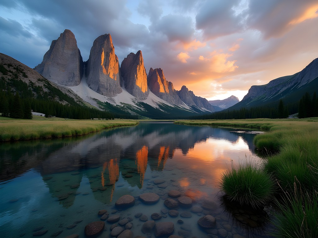 Dramatic view of Cirque of the Towers in Wind River Range