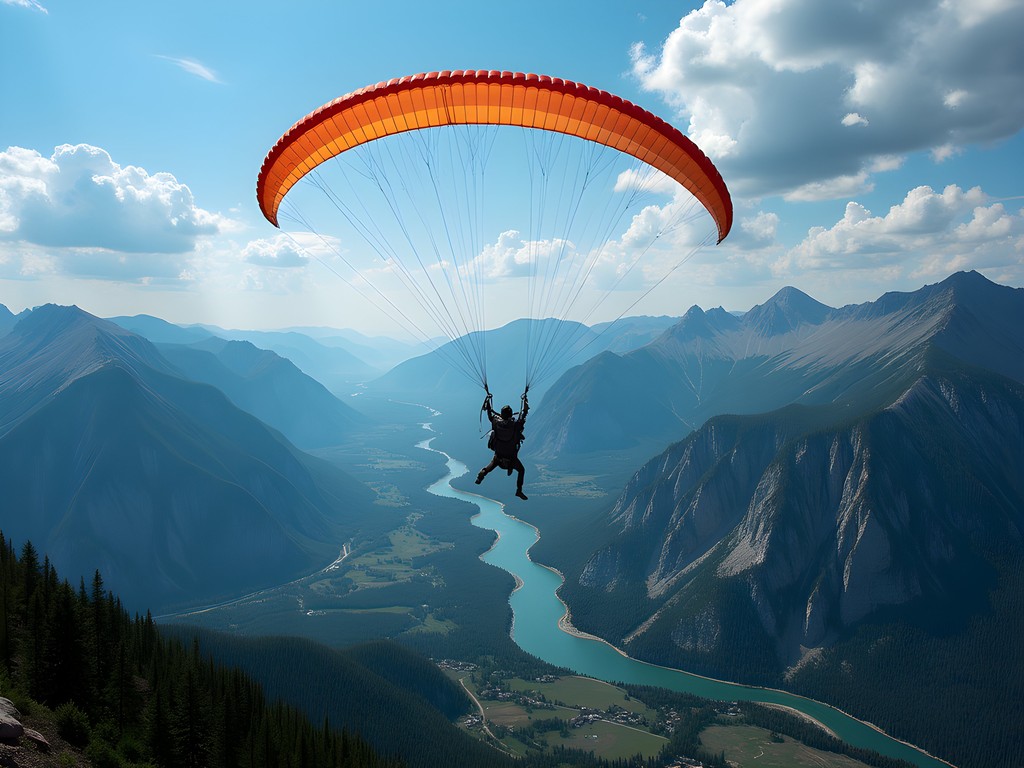 Paragliding over Wind River Range with spectacular mountain views