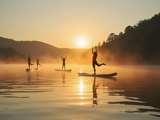 Floating yoga class on paddleboards at Lake Wylie near Rock Hill