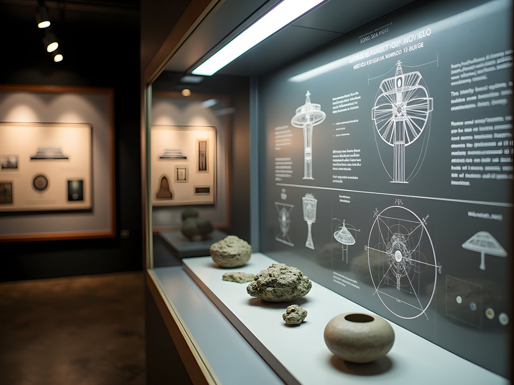 Technical display at International UFO Museum showing alleged spacecraft materials
