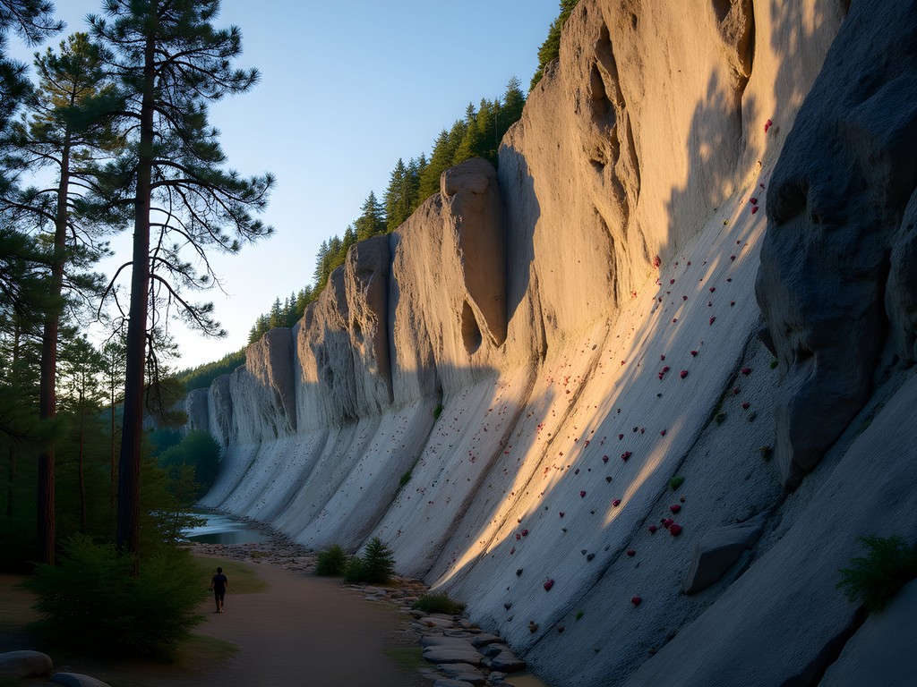 Rock climbing on granite walls at Quarry Park in Saint Cloud, Minnesota