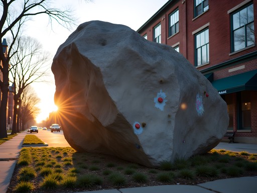 Urban bouldering on granite formations in downtown Saint Cloud