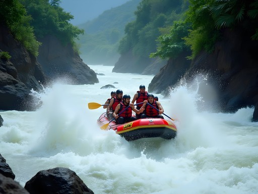 Extreme white water rafting on Class V rapids of the Chorro River in Costa Rica