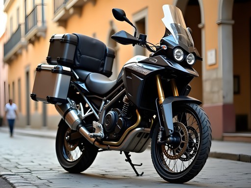 Motorcycle packed with gear in San Miguel de Tucumán