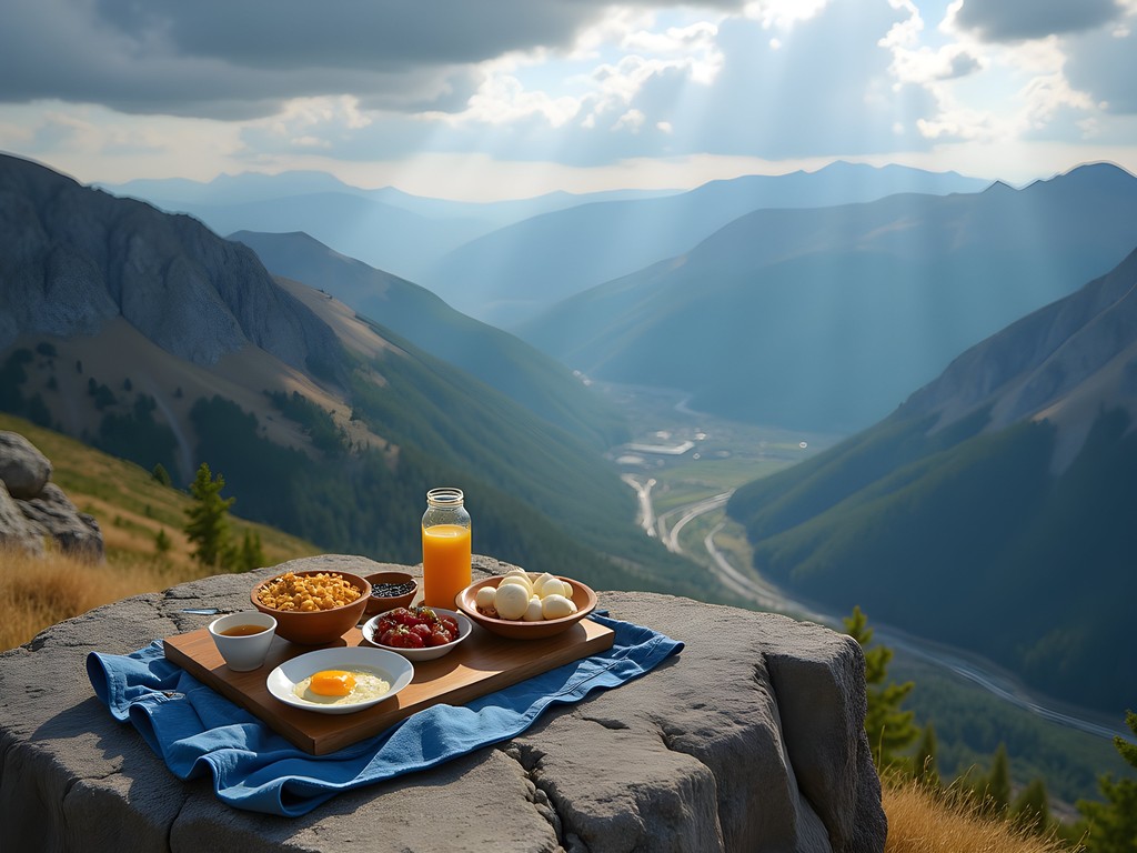 Woman enjoying picnic lunch with panoramic view of Wasatch Mountains and Salt Lake Valley