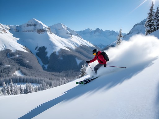 Fresh powder skiing in Little Cottonwood Canyon with mountain backdrop