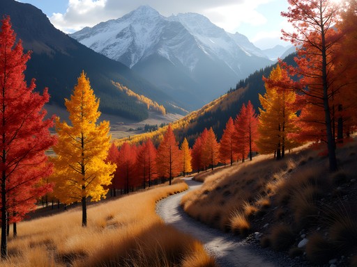 Autumn colors in Wasatch Mountains with hiking trail through golden aspen trees