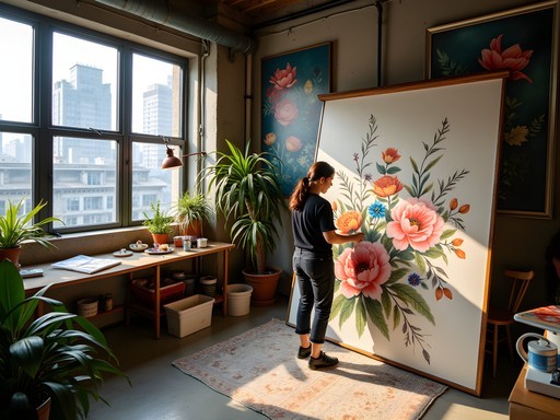 Artist working in hidden Shanghai studio with traditional and contemporary elements