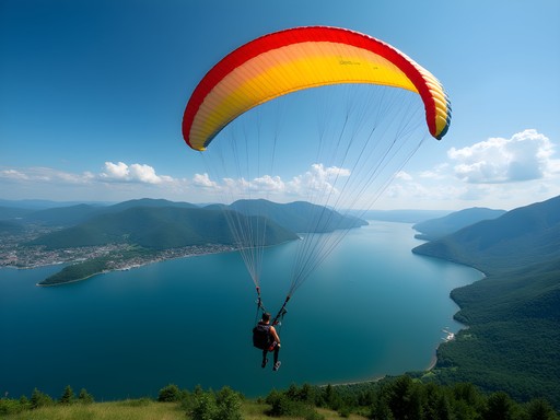 Paragliding over Lake Champlain with Green Mountains and Burlington in view