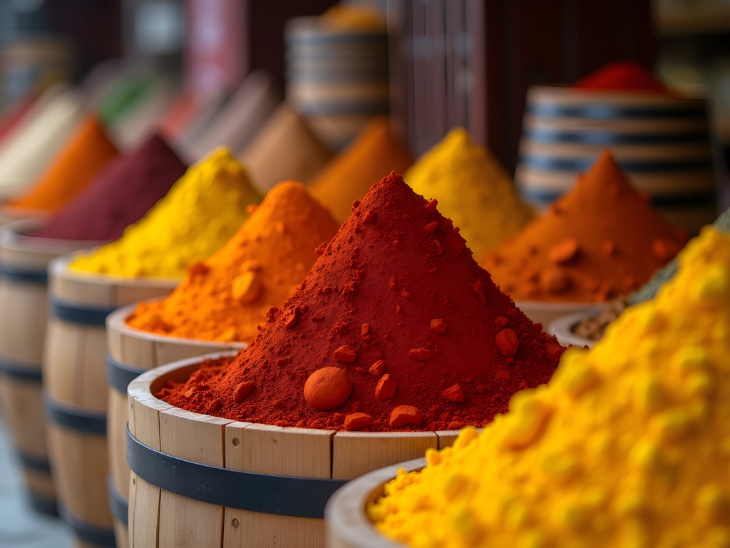 Colorful spice displays at Tajrish Bazaar in northern Tehran