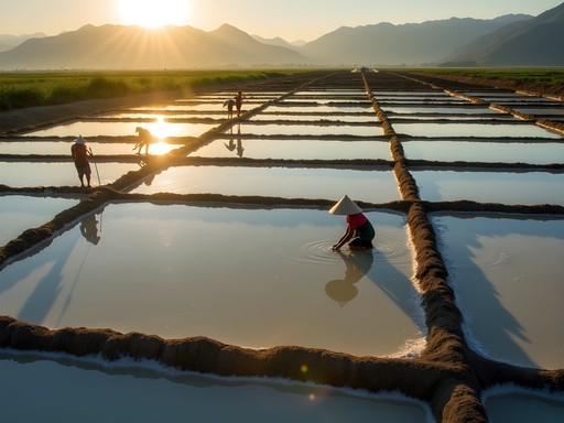 Traditional salt evaporation fields near Ban Keun, Laos