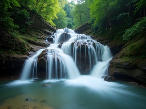 Stepped cascade of Tad Moun Waterfall showing hydrodynamic principles