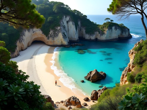 Secluded Playa Palmitas on Isla Roqueta with crystal clear water and lush vegetation