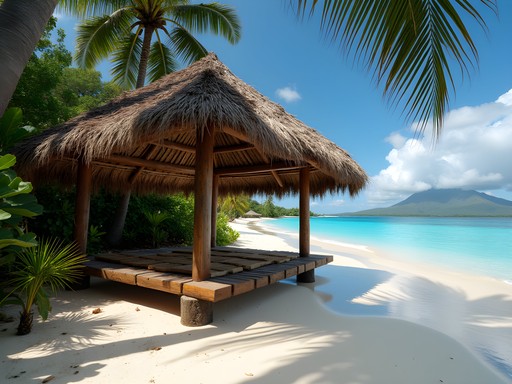 Traditional Samoan beach fale on the pristine shores of Falealupo Peninsula