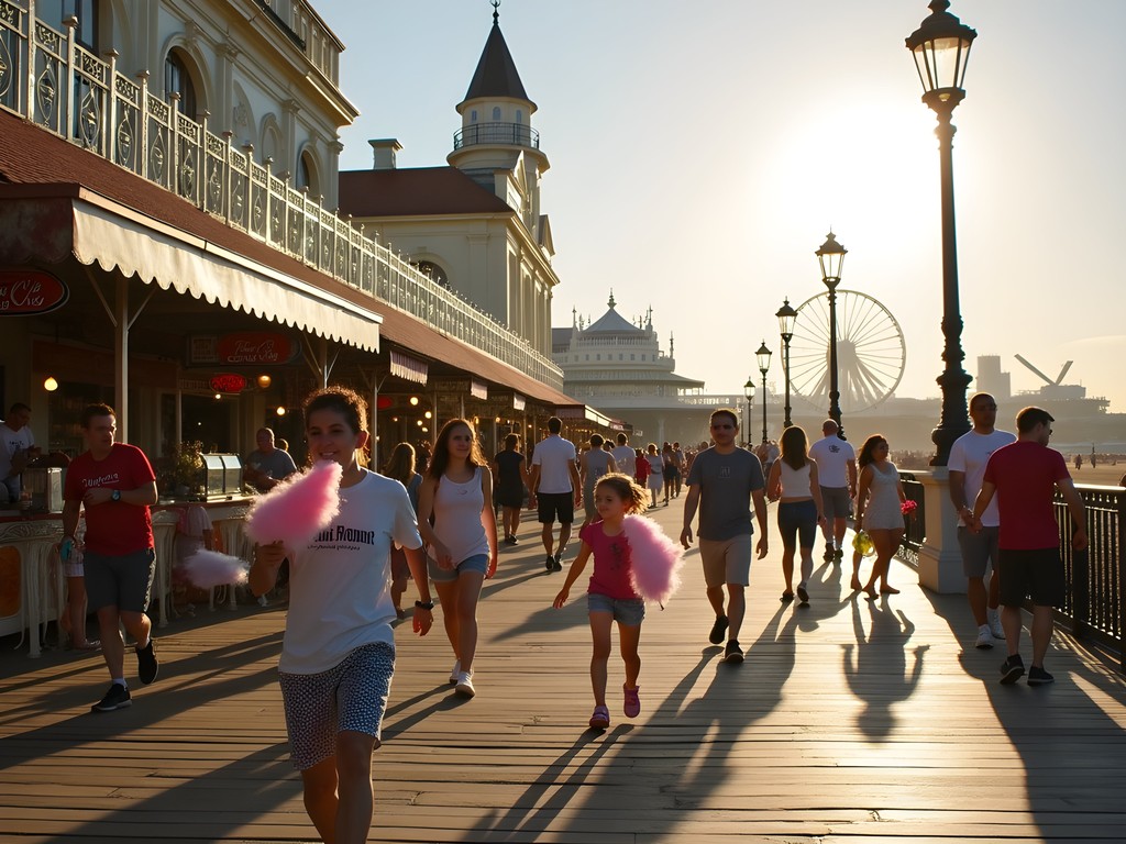 Families enjoying rides and attractions on Brighton Palace Pier