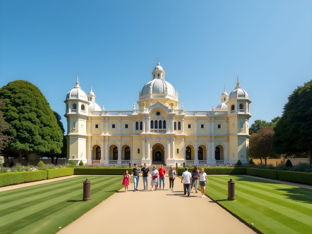 Family exploring the exotic Royal Pavilion Gardens near Brighton Beach
