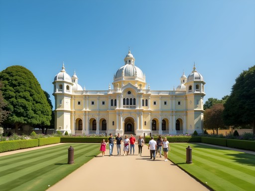 Family exploring the exotic Royal Pavilion Gardens near Brighton Beach
