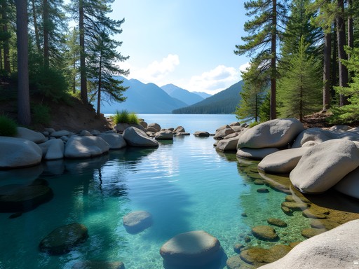 Secret swimming cove on Tubbs Hill with crystal clear water and pine trees
