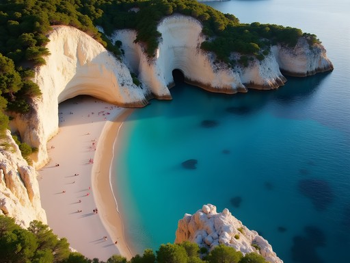 Distinctive white limestone stones of Giali Beach contrasting with turquoise Ionian Sea waters in Corfu