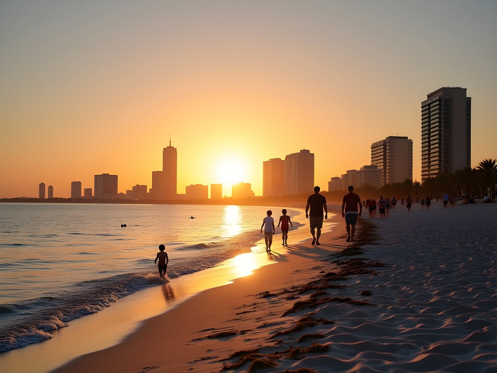 Sunset at McGee Beach with Corpus Christi skyline