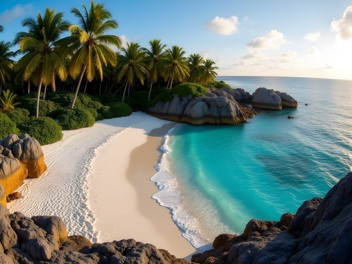 Hidden southern cove beach on Ebeye Island with natural rock formations and clear protected waters