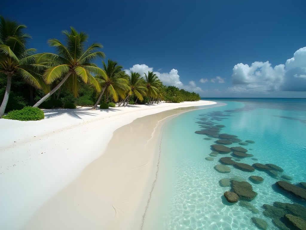 Secluded North Point Beach on Ebeye Island with white sand and turquoise waters