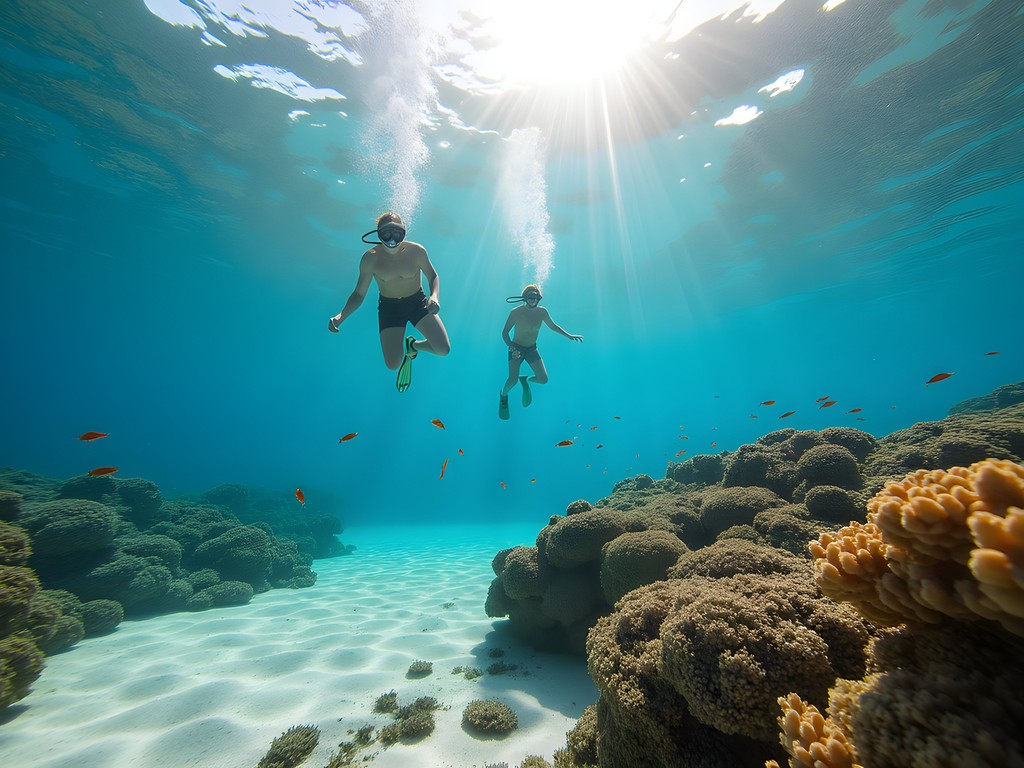Family snorkeling at the accessible reef at Lauderdale-By-The-Sea