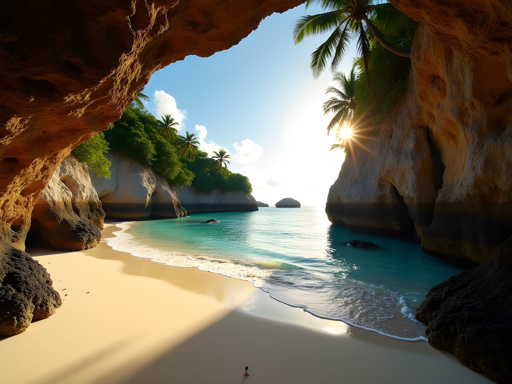 Secluded Richmond Beach at sunrise in Georgetown, Saint Vincent and the Grenadines