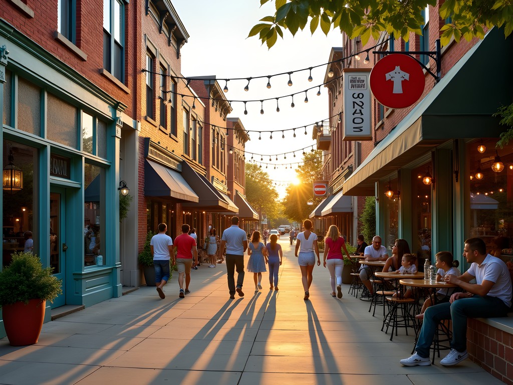 Downtown Green Bay Broadway District with family-friendly restaurants