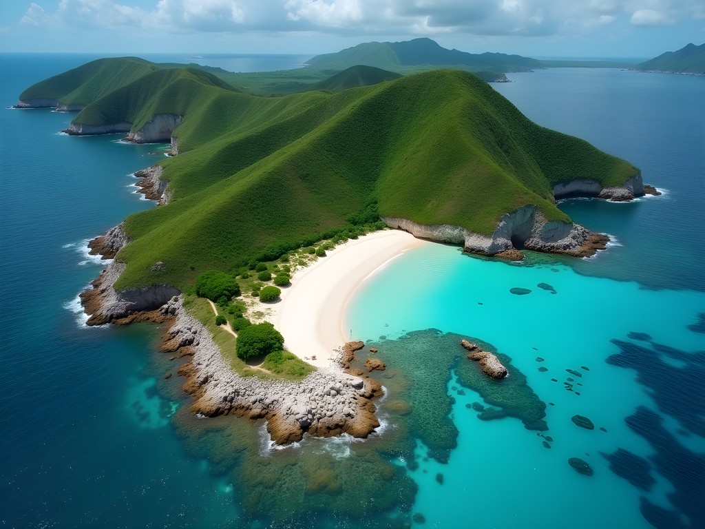 Secluded cove with dramatic cliffs and turquoise waters at Playa Cajuajo