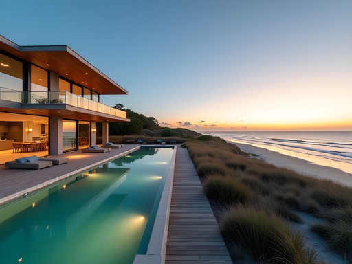 Elegant beachfront villa with infinity pool overlooking private beach access on Hilton Head Island