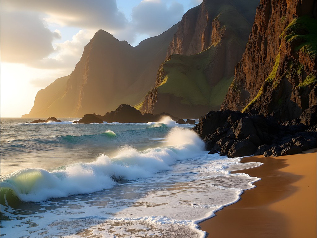 Dramatic cliff views at Diamond Head Beach Park with crashing waves