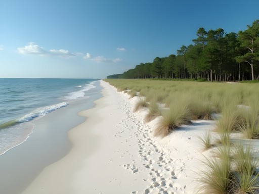 Transition from beach to maritime forest showing dune system and native vegetation at Hanna Park