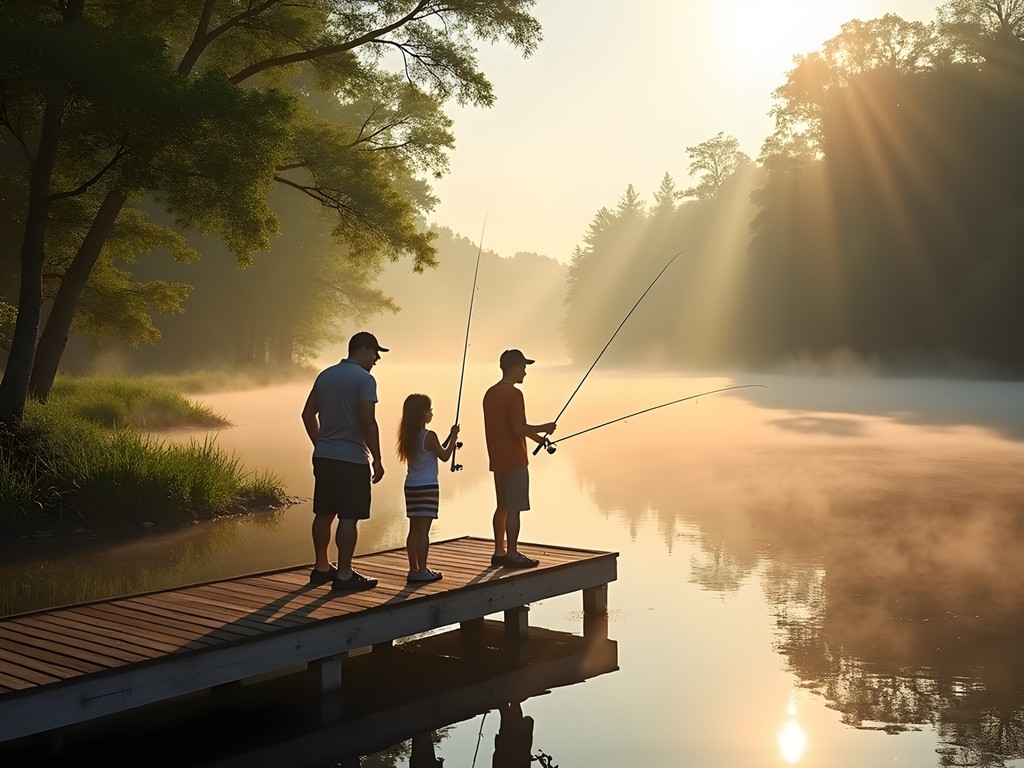 Family fishing experience at Jones Bridge Park on the Chattahoochee River