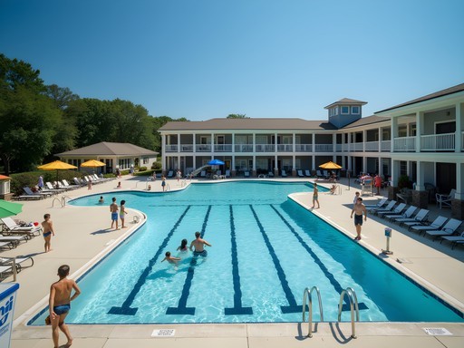 Families enjoying the Ocee Park Pool facilities in Johns Creek