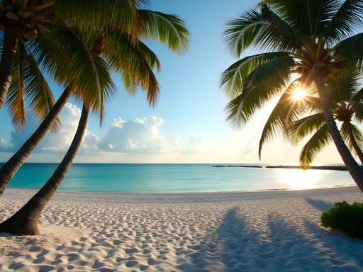 Sunrise at Fort Zachary Taylor Beach in Key West with crystal clear water