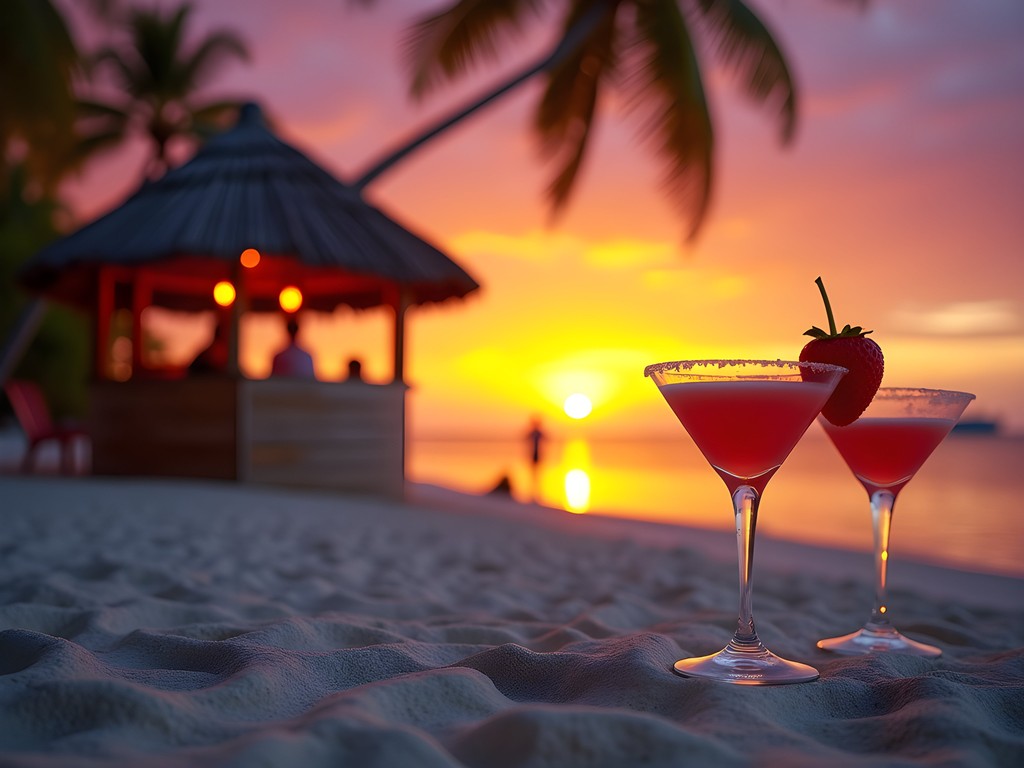 Couple enjoying sunset at Lagerheads Beach Bar in Key West