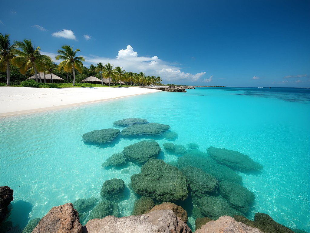Shore diving entry point at Playa Catalina with calm clear water