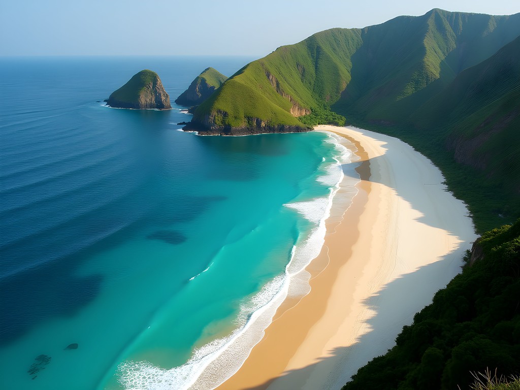 Mawun Beach showing its perfect parabolic curve between green headlands