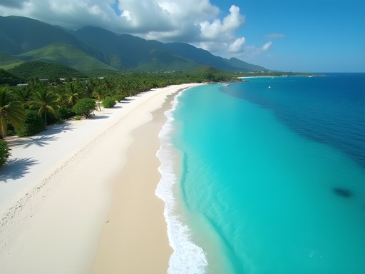 Tanjung Aan beach showing the contrast between fine white and coarser sand sections