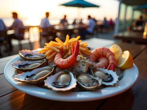 Fresh seafood platter at waterfront restaurant on Long Beach Island