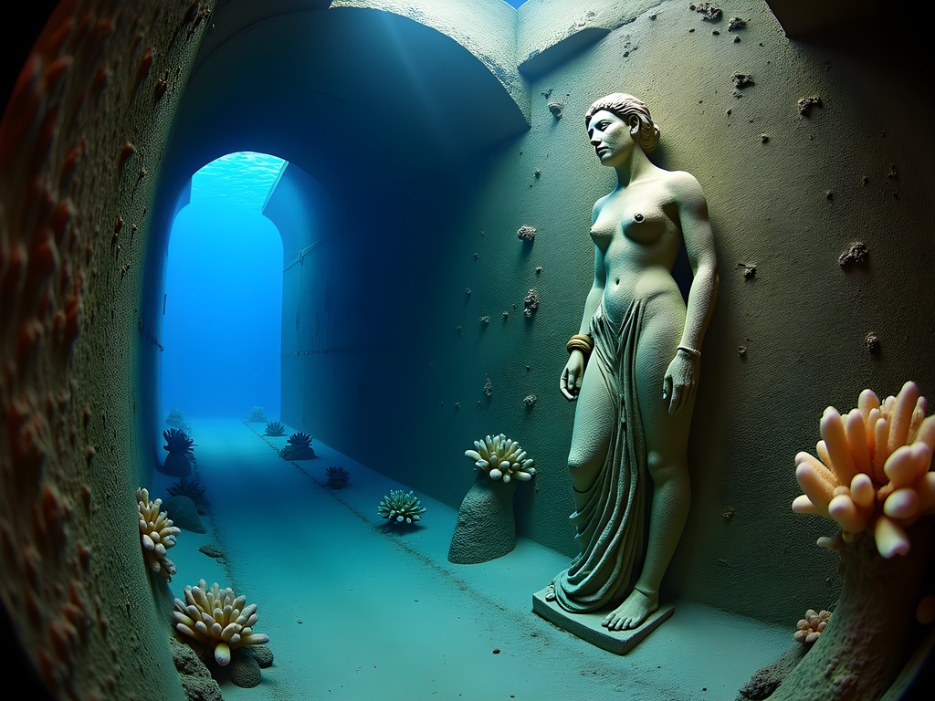 The famous Lady statue inside the SS President Coolidge wreck