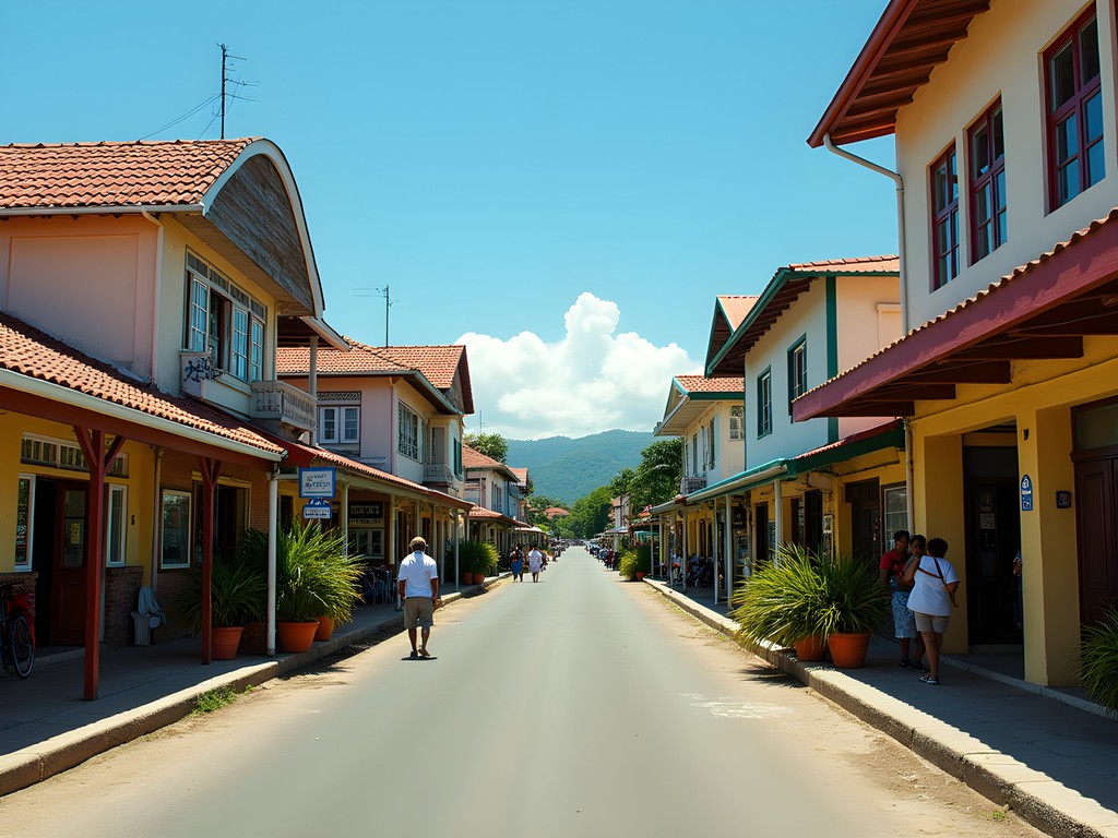 Luganville's main street with preserved WWII era buildings