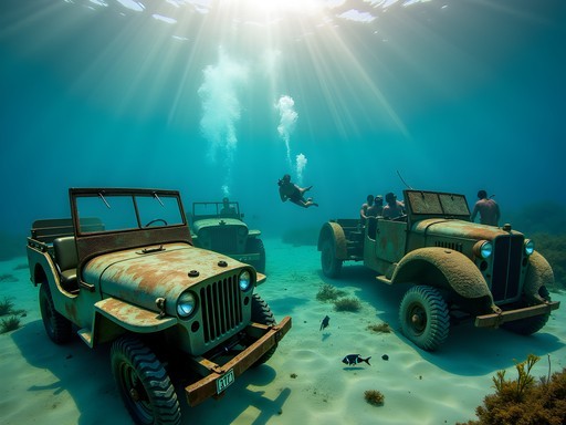 Snorkeling over submerged WWII equipment at Million Dollar Point