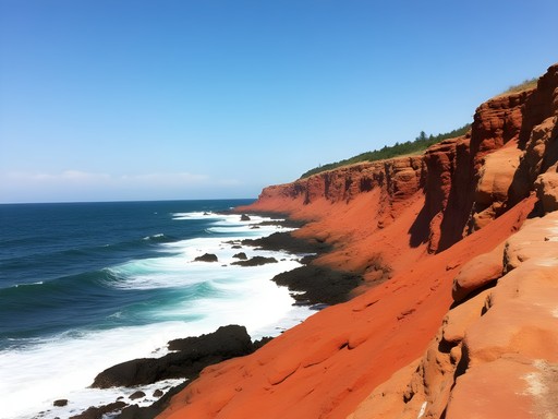 Red rock cliffs overlooking the ocean at Red Rock Park in Lynn