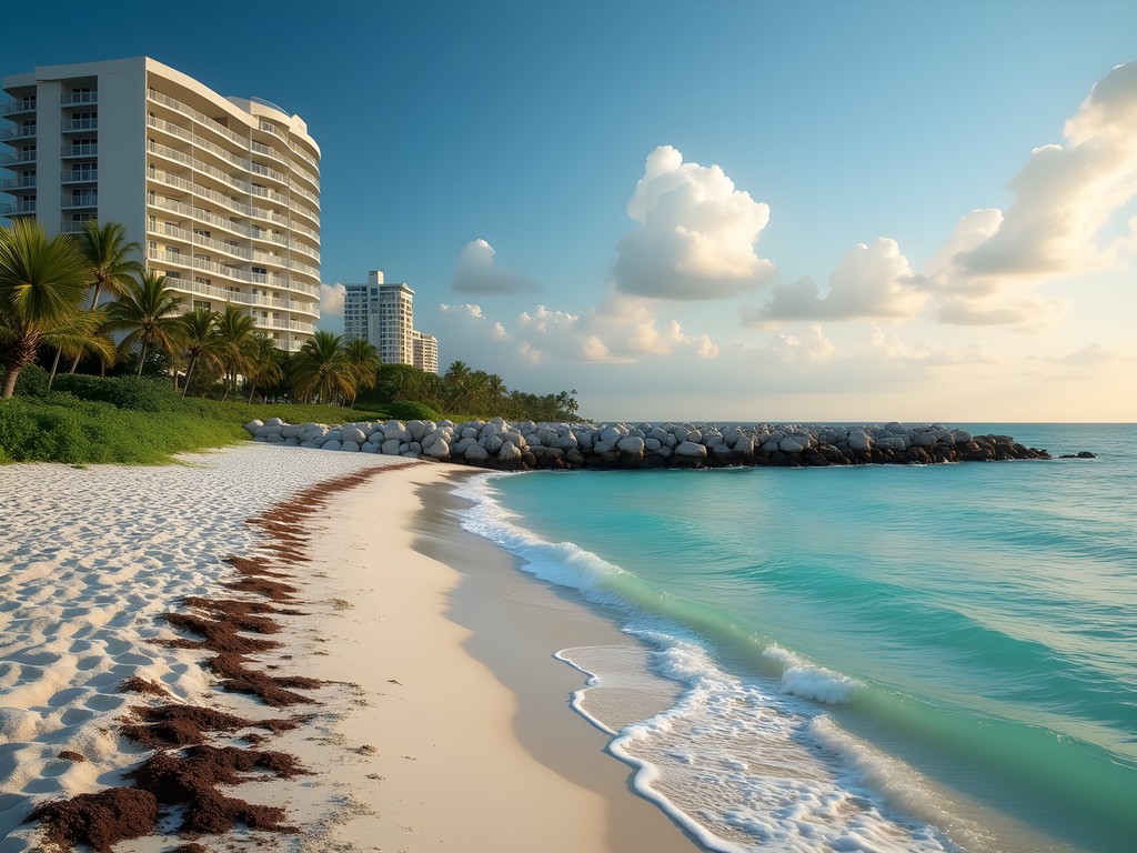 Southern section of Haulover Beach with jetty and uncrowded shoreline