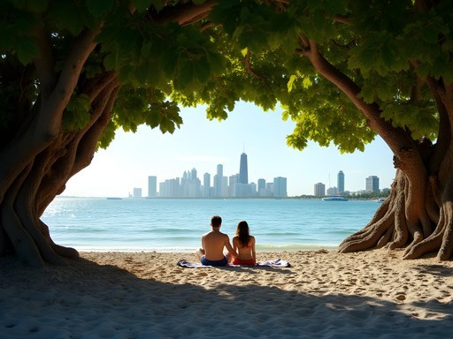 Secluded cove at Virginia Key Beach with natural sea grape tree shade