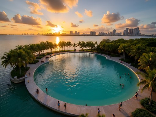 Matheson Hammock's natural atoll pool with Miami skyline view