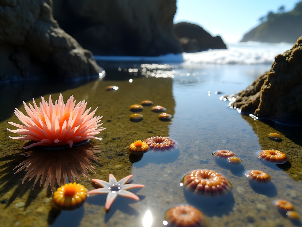 Children exploring vibrant tide pools at Carmel River State Beach during low tide